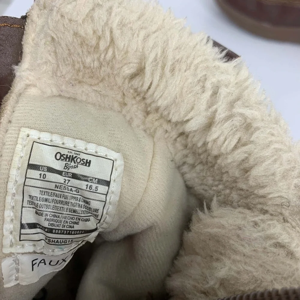OshKosh B'gosh NESSA-G Brown Faux Fur Girls Winter Boots Size 10